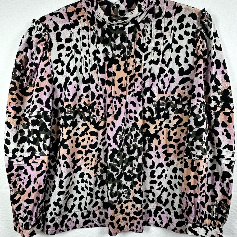 Veronica Beard Leopard Blouse - Pink and Black